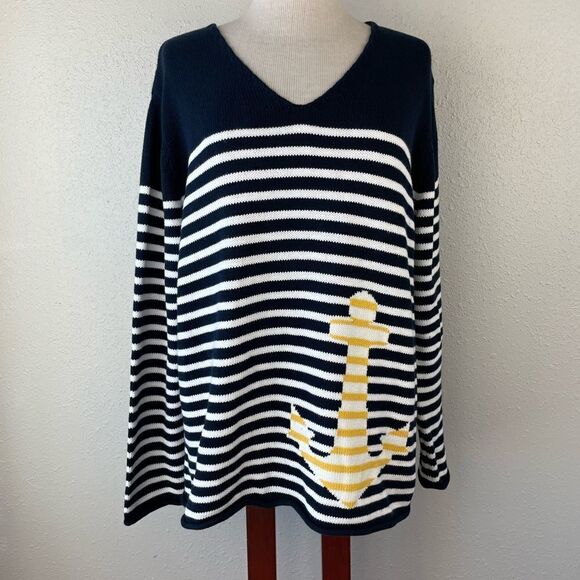 Norton Studio Nautical Sweater Top Size L EUC - Picture 1 of 6